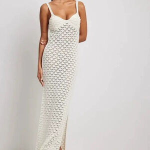 H&M Summer Vacation Knit Maxi Dress Sleeveless Side Slit Backless